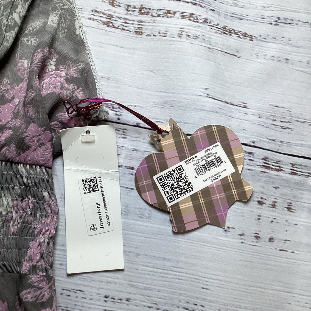 2116. Princess Vera Wang Purple & Gray Flowing Maxi Dress NWT Size Large - Picture 5 of 6